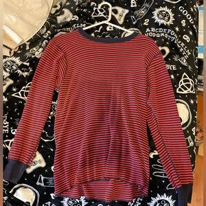 Red and dark blue long sleeve shirt